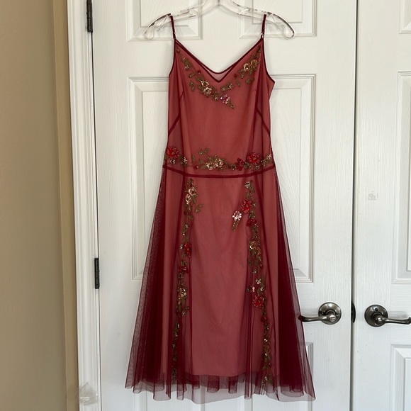 bebe Dresses & Skirts - Vintage BCBG magenta Pink Sleeveless Strappy Sequined Maxi Cocktail Dress Size 6